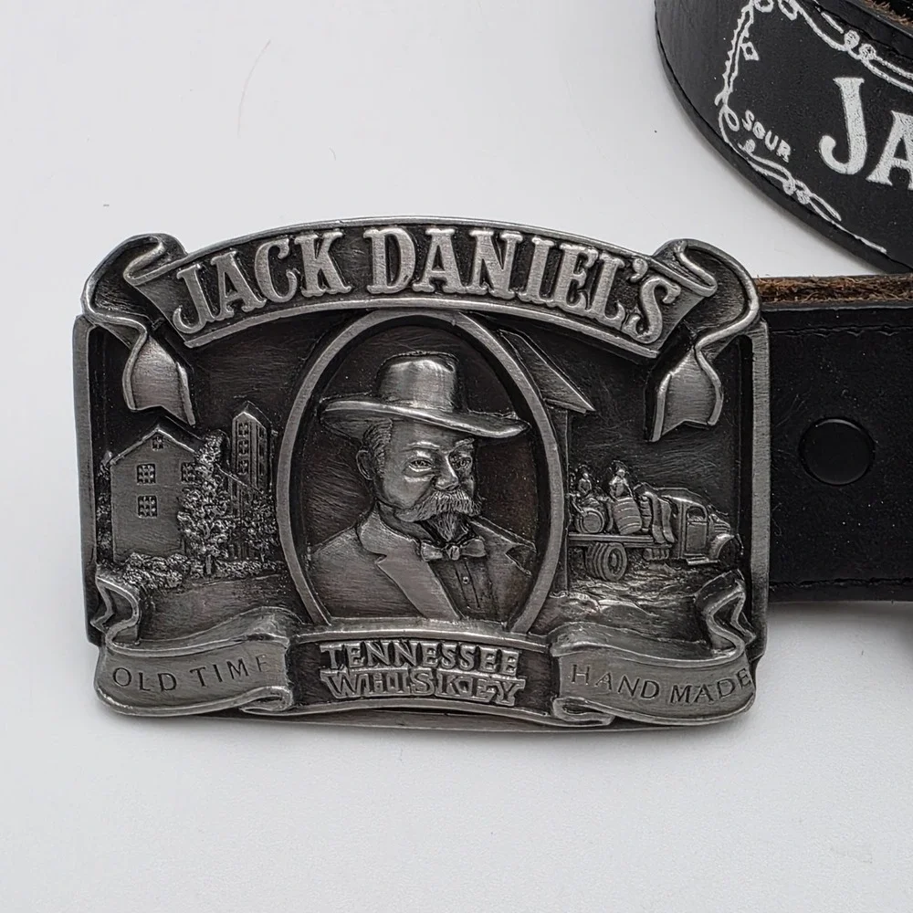 Jack Daniels Old Time Tennessee 1989 Black Leather Belt and Buckle 0801  Size 42